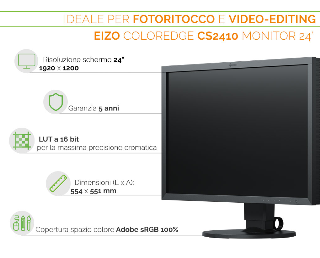 Eizo ColorEdge CS2410 monitor ideale per fotoritocco e videoediting